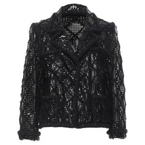 CHANEL 15K Brasserie Gabrielle Runway cutout PVC braided tweed jacket FR46 2XL